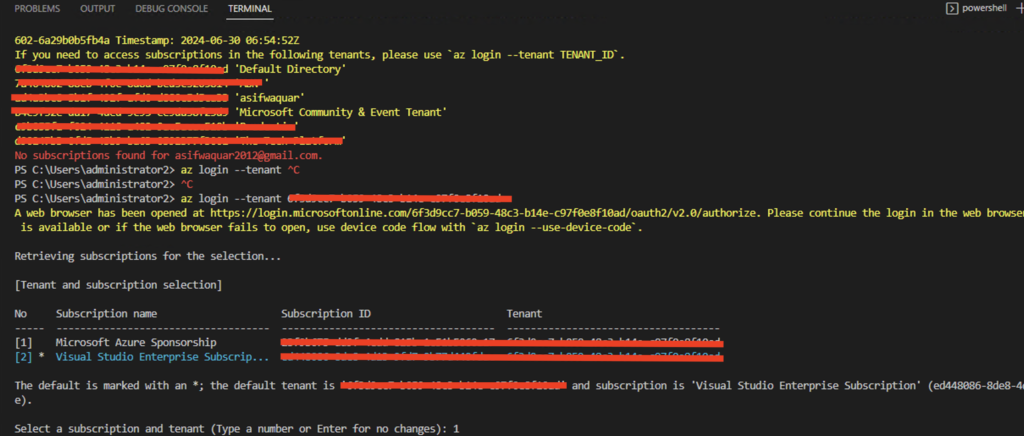 az login not working or authentication issue in VS Code using azure-cli ...