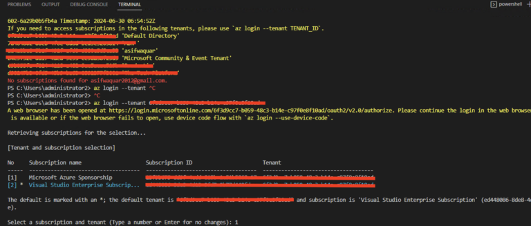 az login not working or authentication issue in VS Code using azure-cli ...